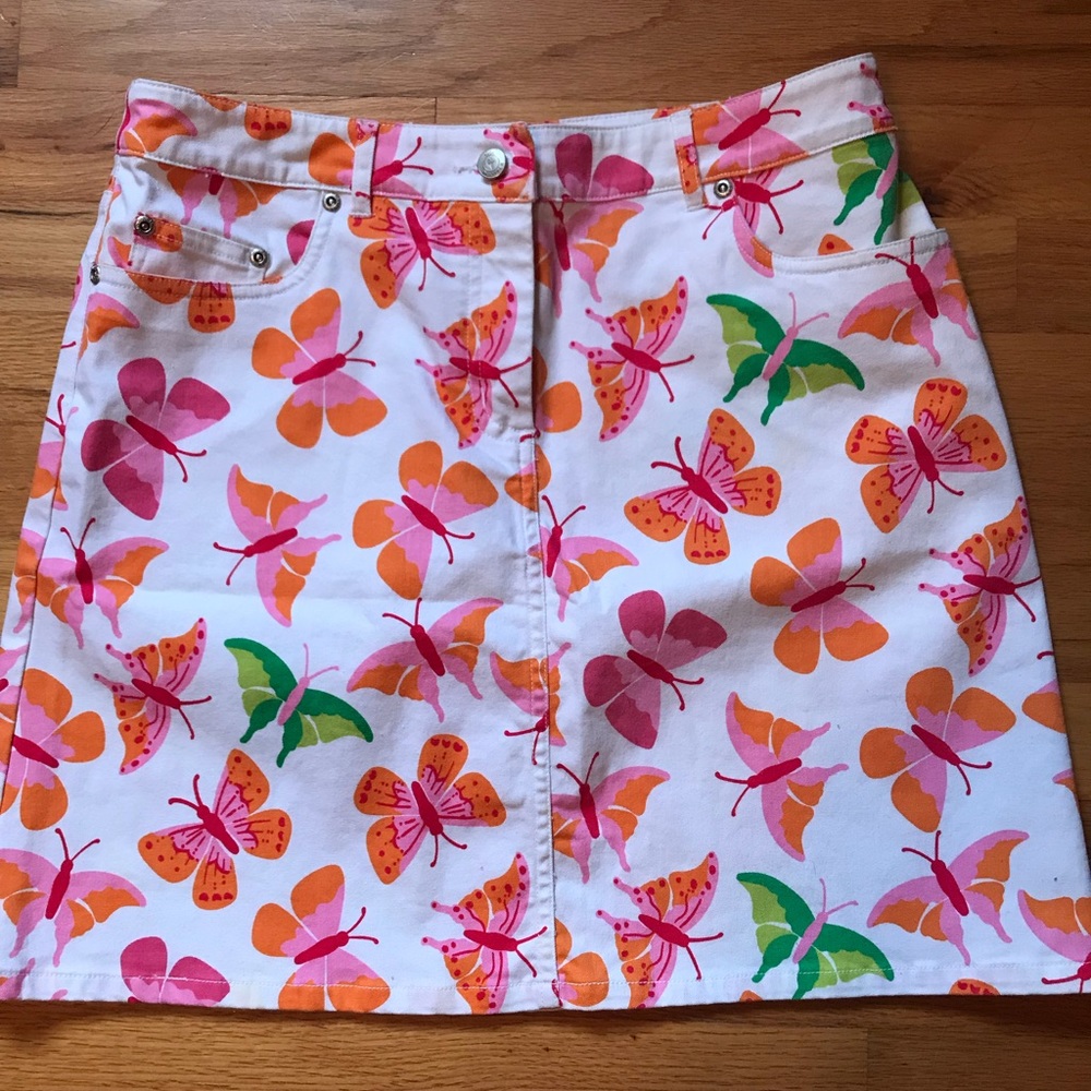 🦋Lilly Pulitzer White Denim Butterfly Skirt🦋